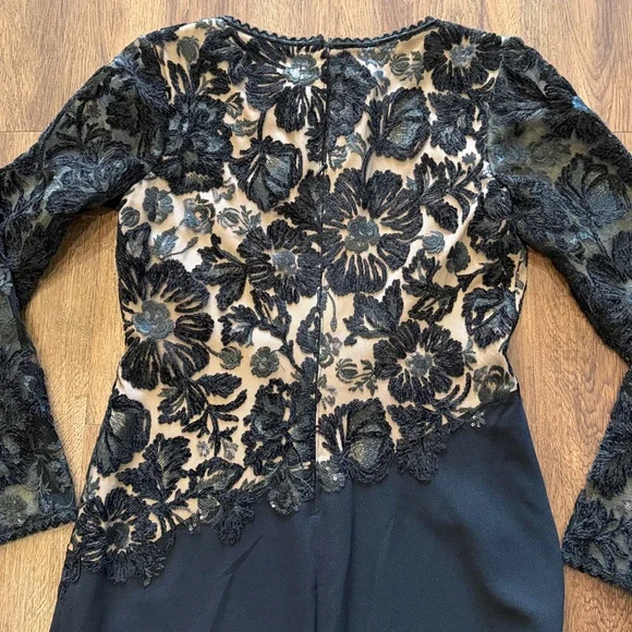 Tadashi Shoji Embroidered Lace Long Sleeve Gown - Picture 8 of 8